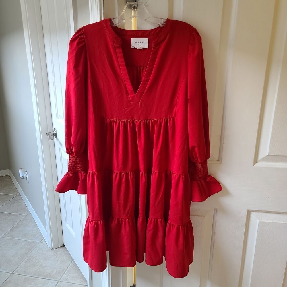 Pomander Place By Tuckernuck KENZO Vibrant Red Long Sleeve Dress - Picture 5 of 8